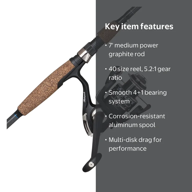 Shakespeare 7' Agility Spinning Rod and Reel Combo, Lightweight