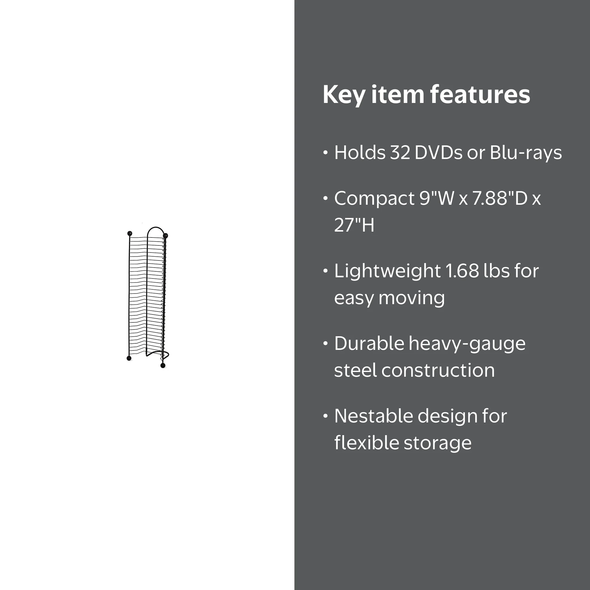 Atlantic 32-Disc Modern Nestable Wire Rack Media Storage Tower (32
