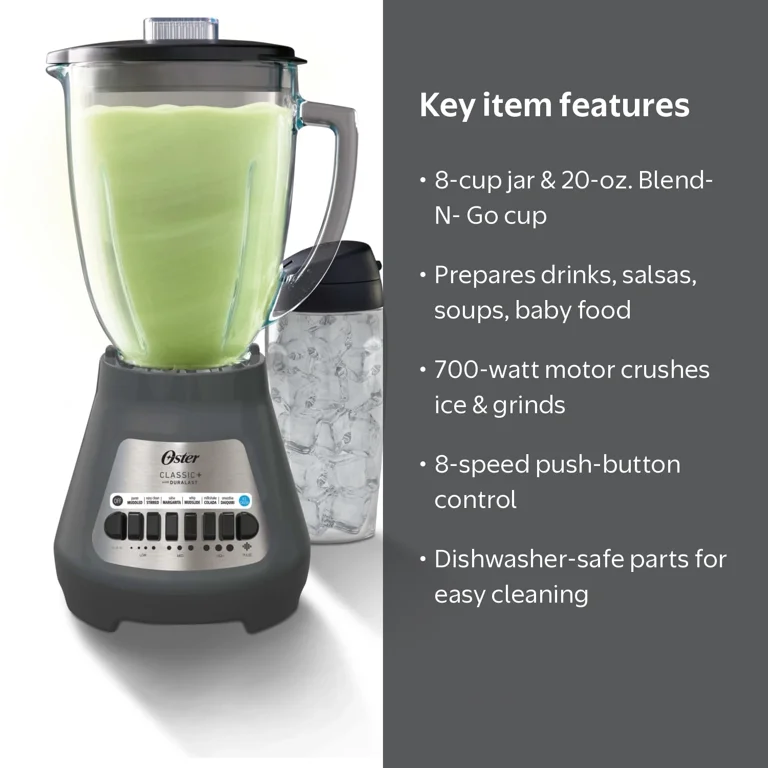 Oster Party Blender - XL 8-Cup Capacity, Glass Jar, Single Serve