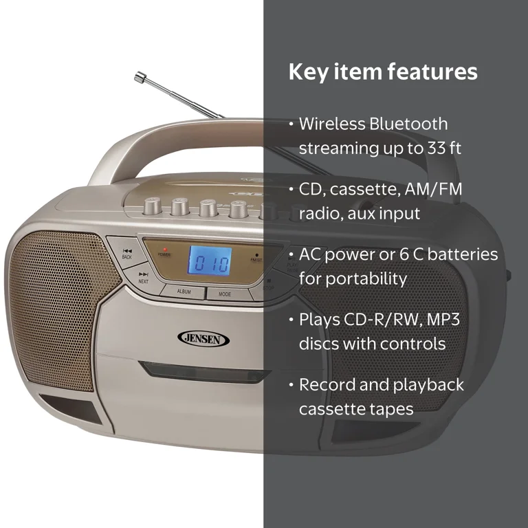 Jensen Portable Stereo CD and Cassette Player/Recorder with AM/FM