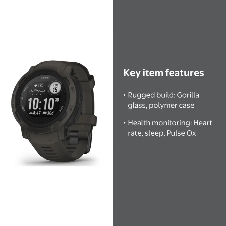 GARMIN, Rugged GPS Outdoor Watch, Instinct 2, Graphite - Walmart.com