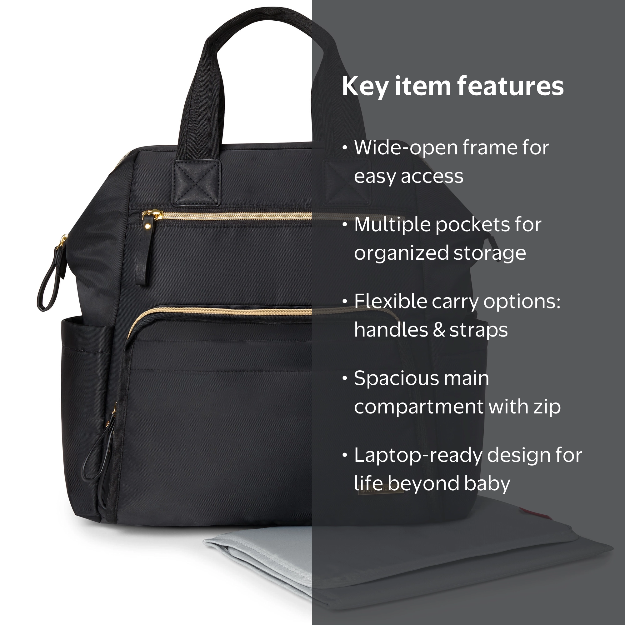 Skip Hop, Wide Open Diaper Backpack, Black - Walmart.com