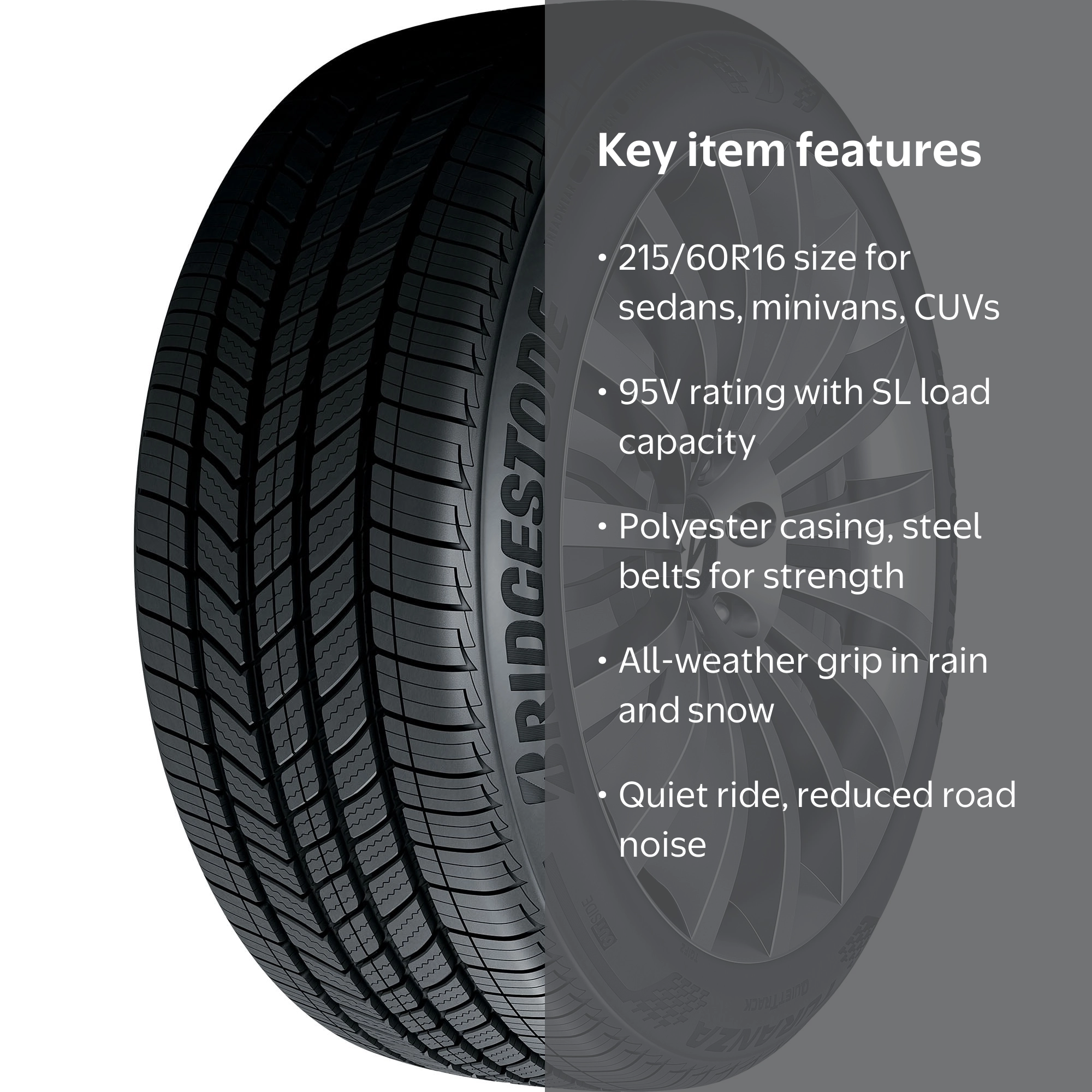 Bridgestone Turanza QuietTrack 215/60R16 95V All-Season Passenger