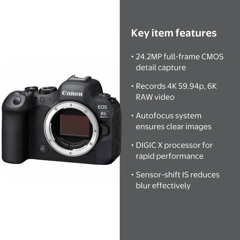 Canon EOS R6 Mark II 24.2 Megapixel Full Frame CMOS Sensor