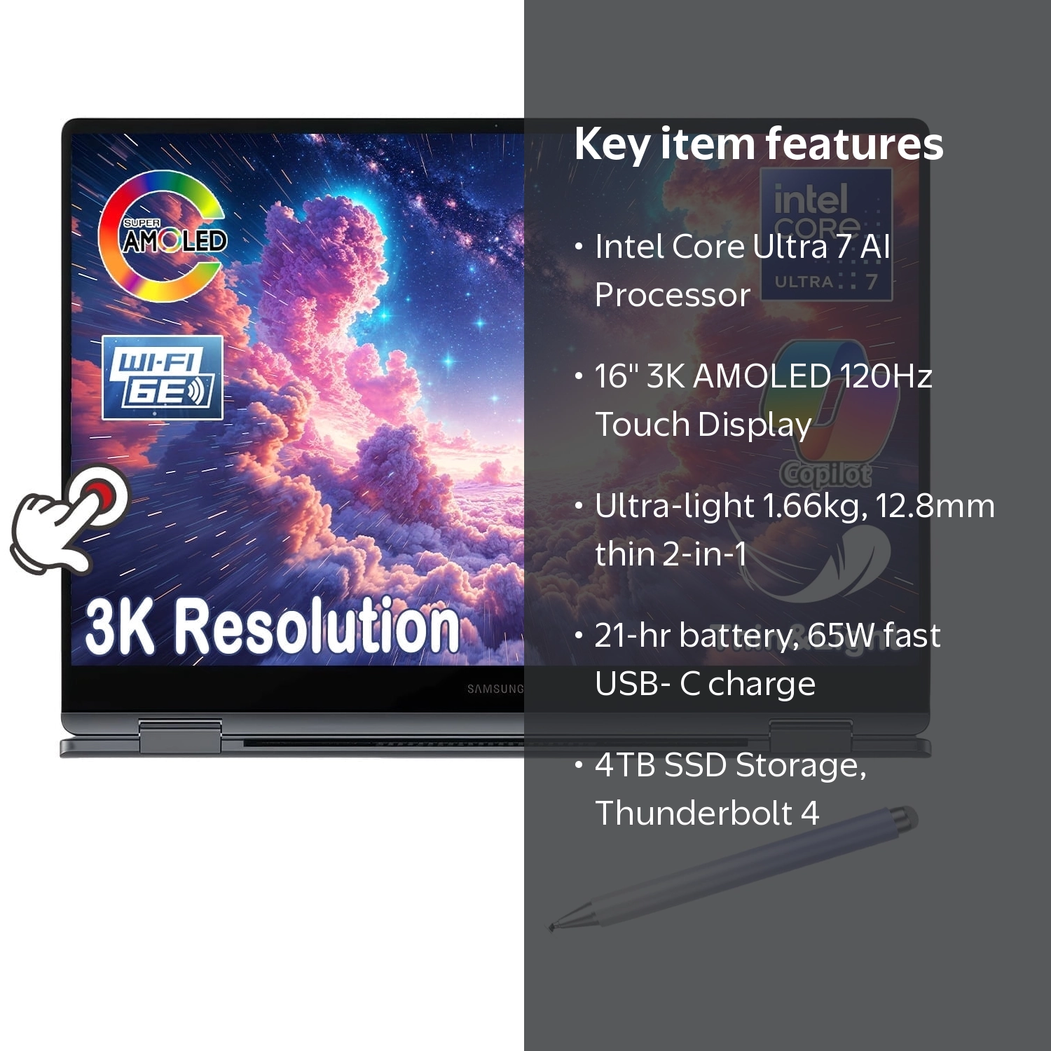 Samsung Galaxy Book4 Pro 360 2-in-1 Laptop, 16