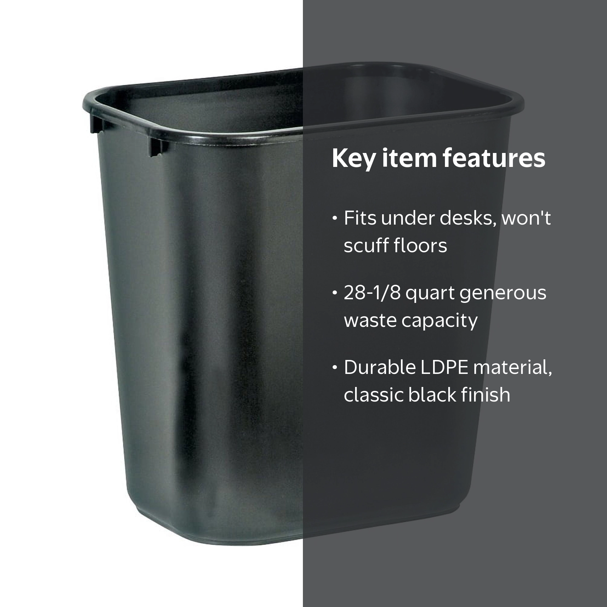 Rubbermaid FG295600BLA Waste Basket, 28 qt Capacity, 15 in H