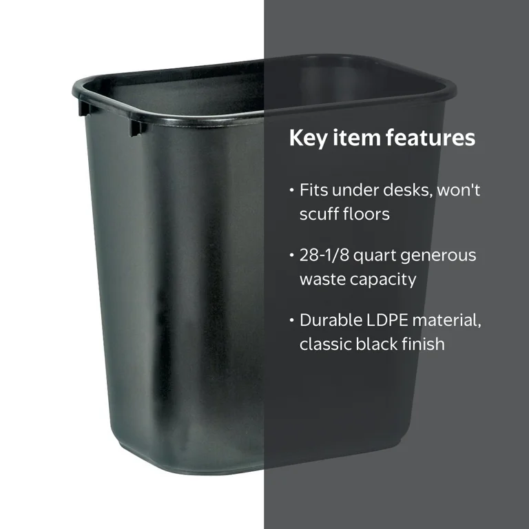 Rubbermaid FG295600BLA Waste Basket, 28 qt Capacity, 15 in H