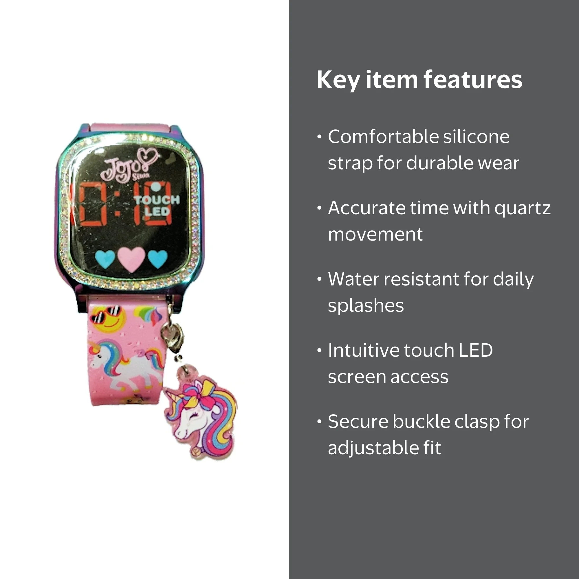 Nickelodeon Jojo Siwa Child Touchscreen LED Watch, Silicone Strap