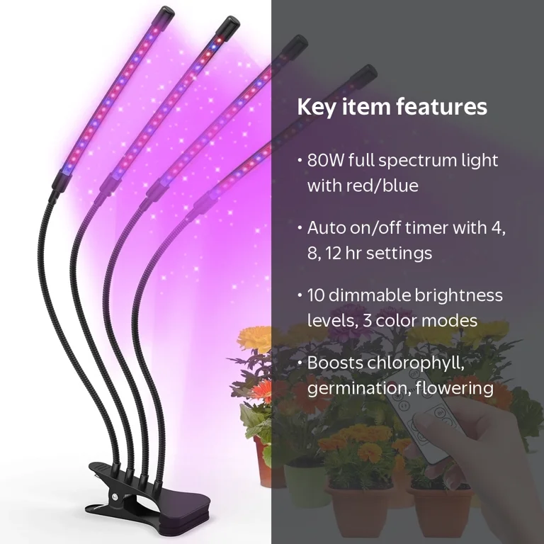 GPED LED Grow Lights for Indoor Plants, 80W Full Spectrum, Red and