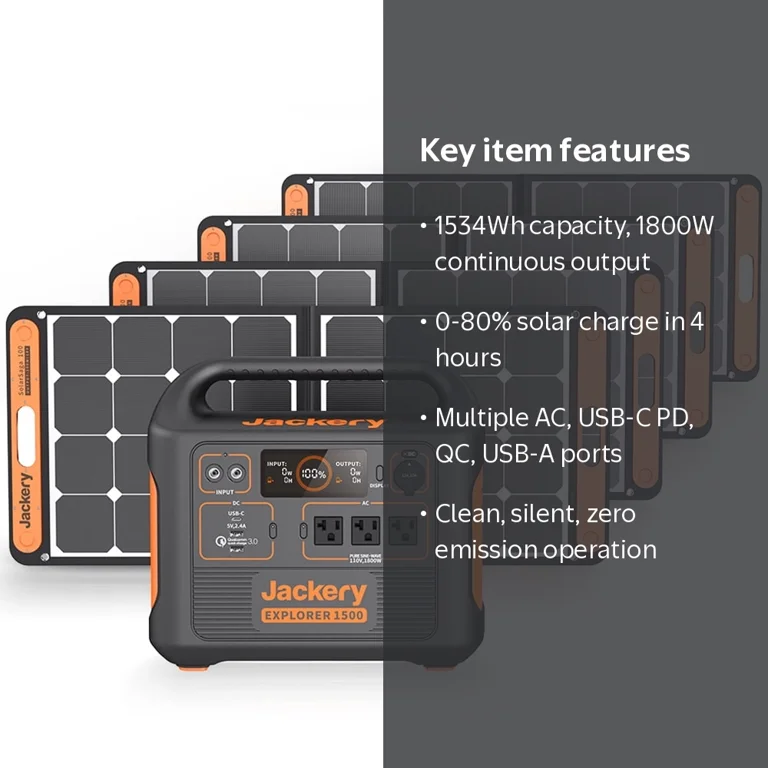 Jackery Solar Generator 1500 with 4x100W Solar Panels - Walmart.com