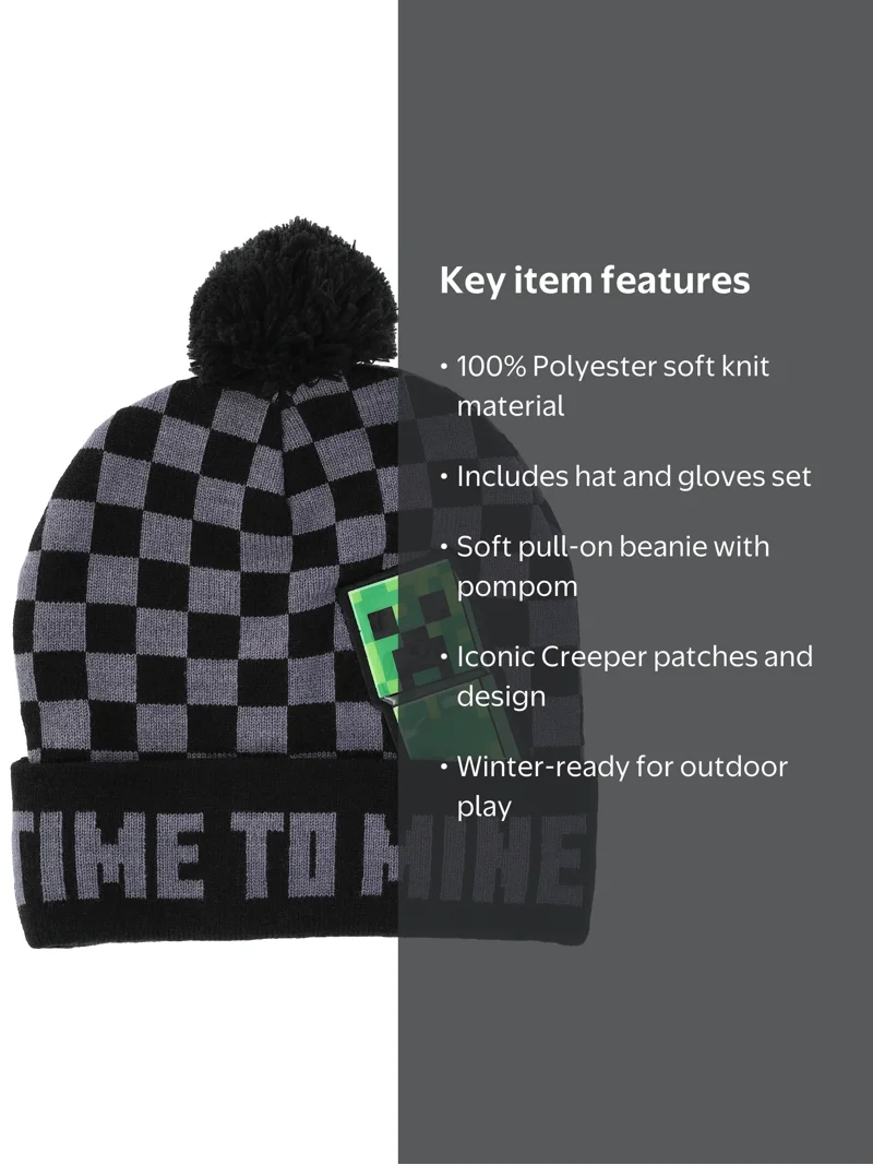 Minecraft Beanie Hat and Gloves Set, 2-Piece - Walmart.com