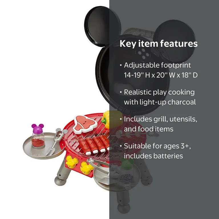 Disney Mickey Mouse Barbecue Grill Playset - Kids Play Kitchen Toy