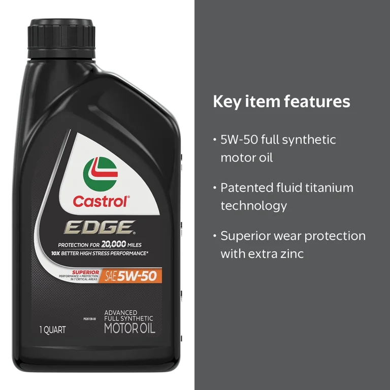 Castrol EDGE 5W-50 エンジンオイル　1リットル缶5個￼ Castrol EDGE 5W-50 Full Synthetic Motor Oil, Advanced Titanium