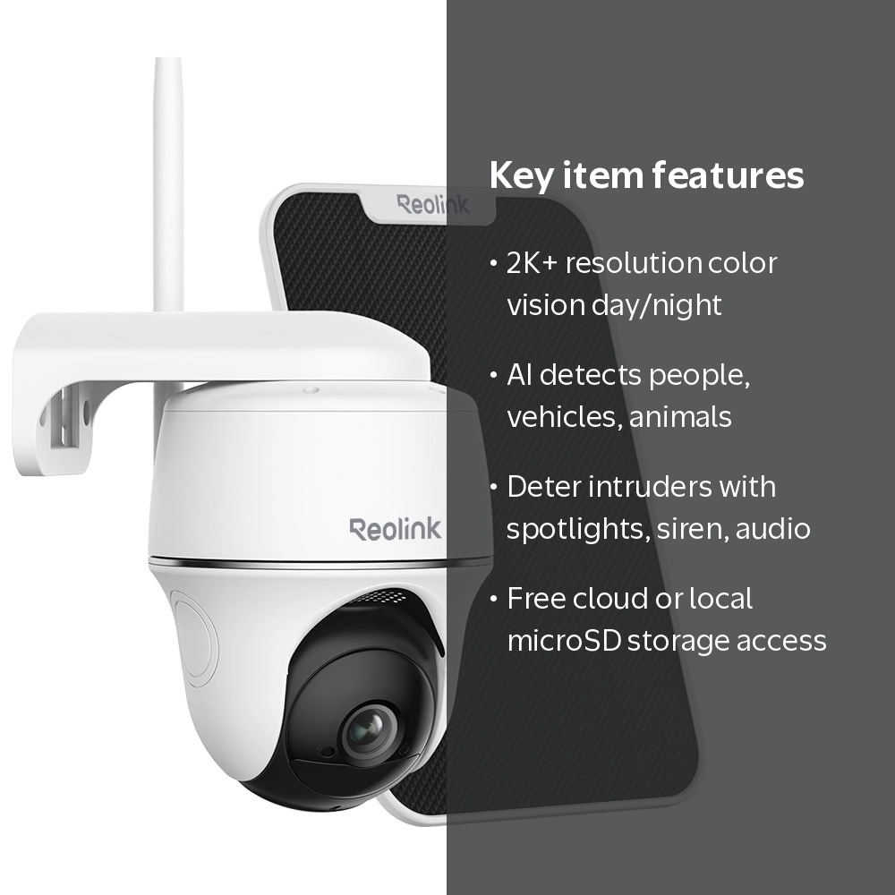 Reolink, Argus PT Solar Panel, 5MP, Outdoor WiFi Security Camera