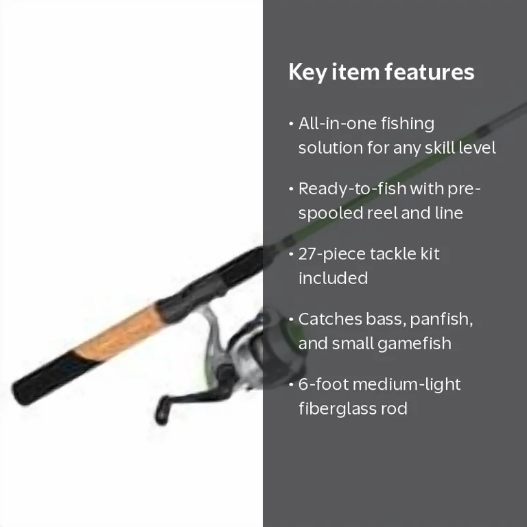 Zebco Ready Tackle Lake/Pond Spinning Combo, 6-Foot, 2-Piece