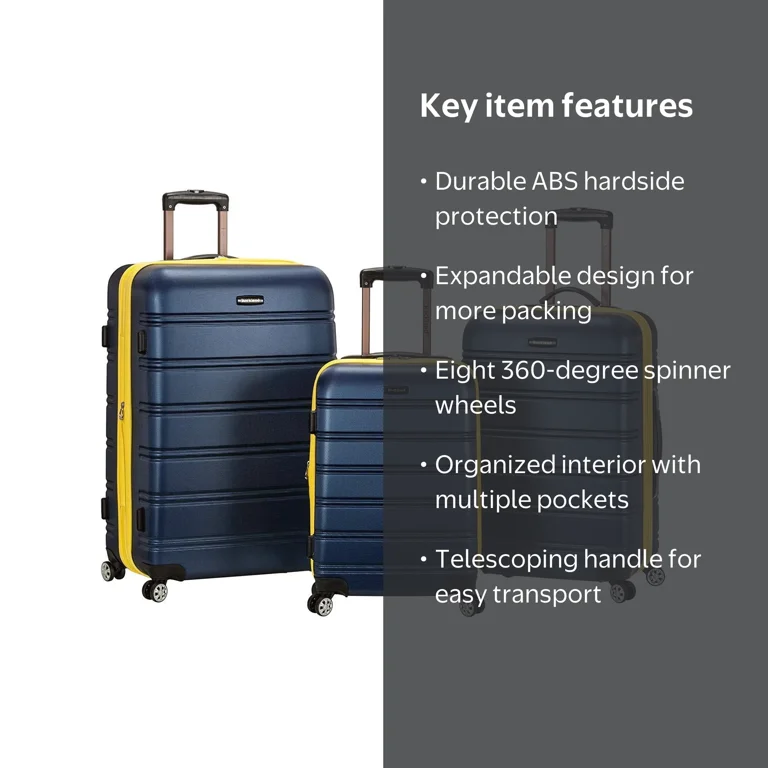 Rockland, Luggage Set, Melbourne 3 Piece Hardside, Lightweight