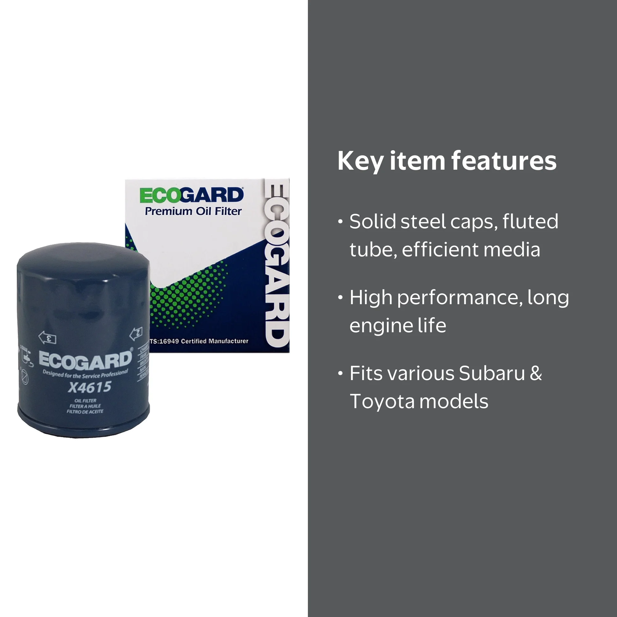 ECOGARD X4615 Premium Spin-On Engine Oil Filter for Conventional