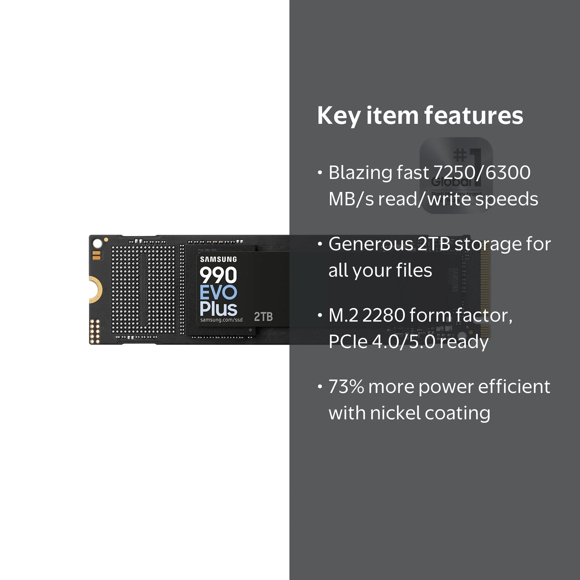 Samsung 990 EVO PLUS SSD 2TB, PCIe Gen 4x4 Gen 5x2 M.2 2280