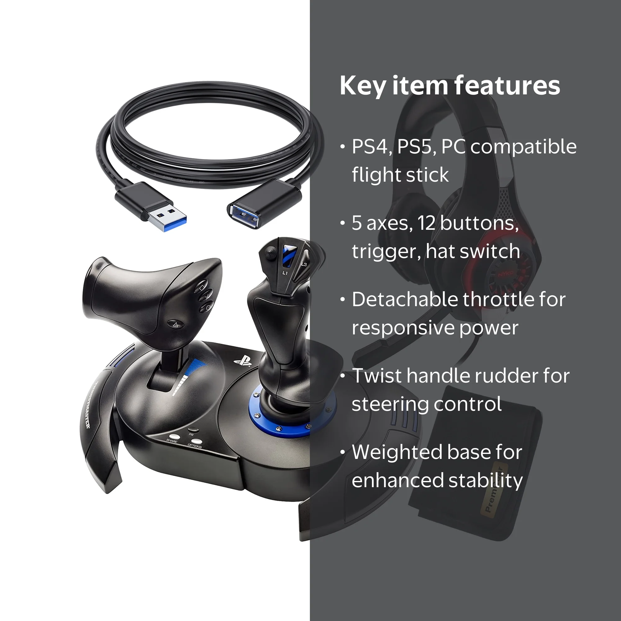 Thrustmaster T-Flight Hotas 4 Flight Simulator Controls for PS5