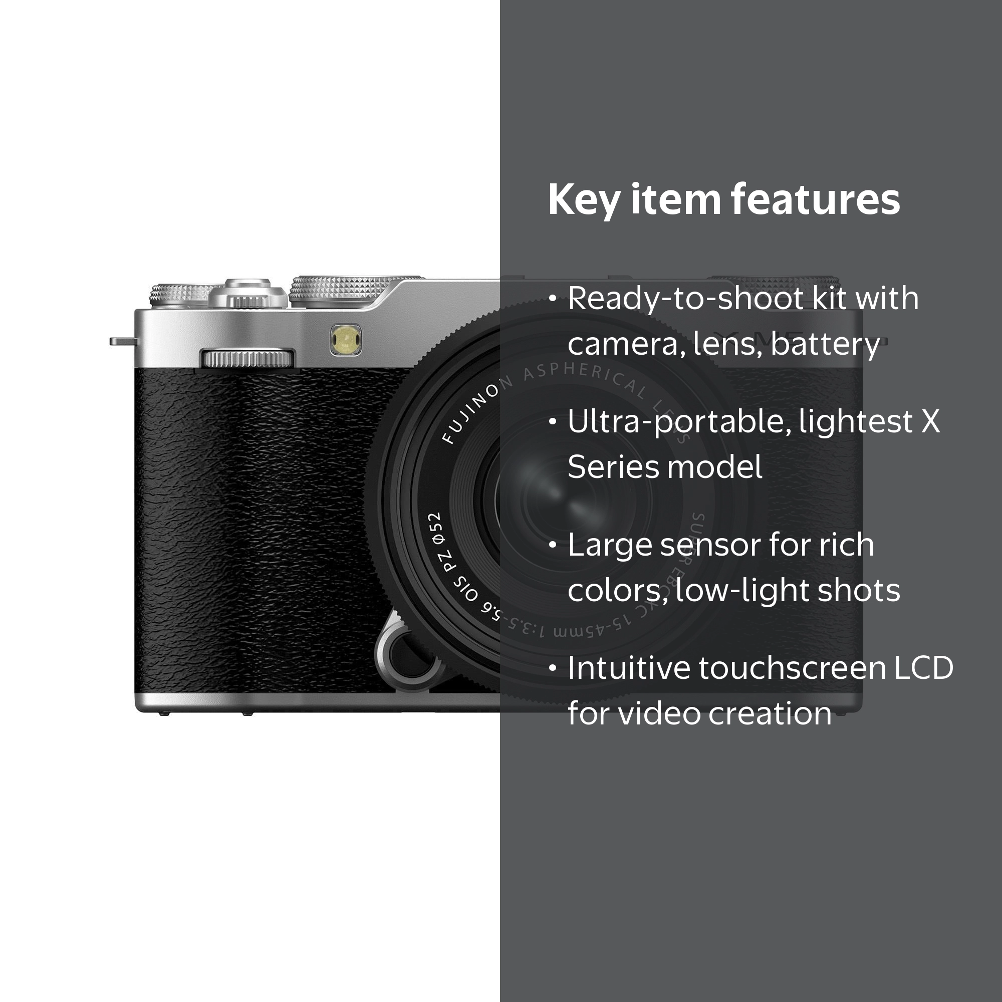 Fujifilm X-M5 Mirrorless Digital Camera, Lightweight Silver Body
