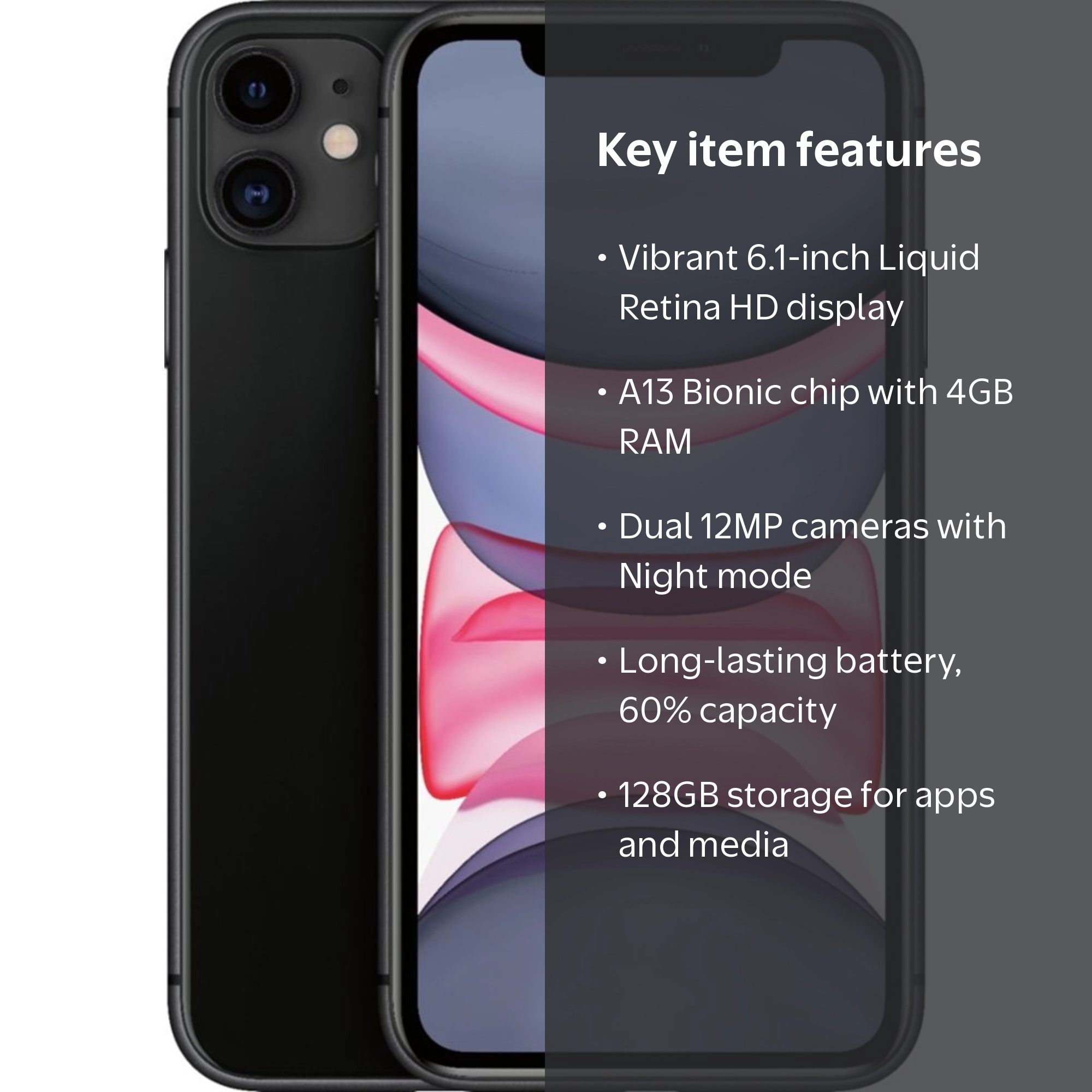 Pre-Owned Apple iPhone 11 - 128GB - Black - Fully Unlocked