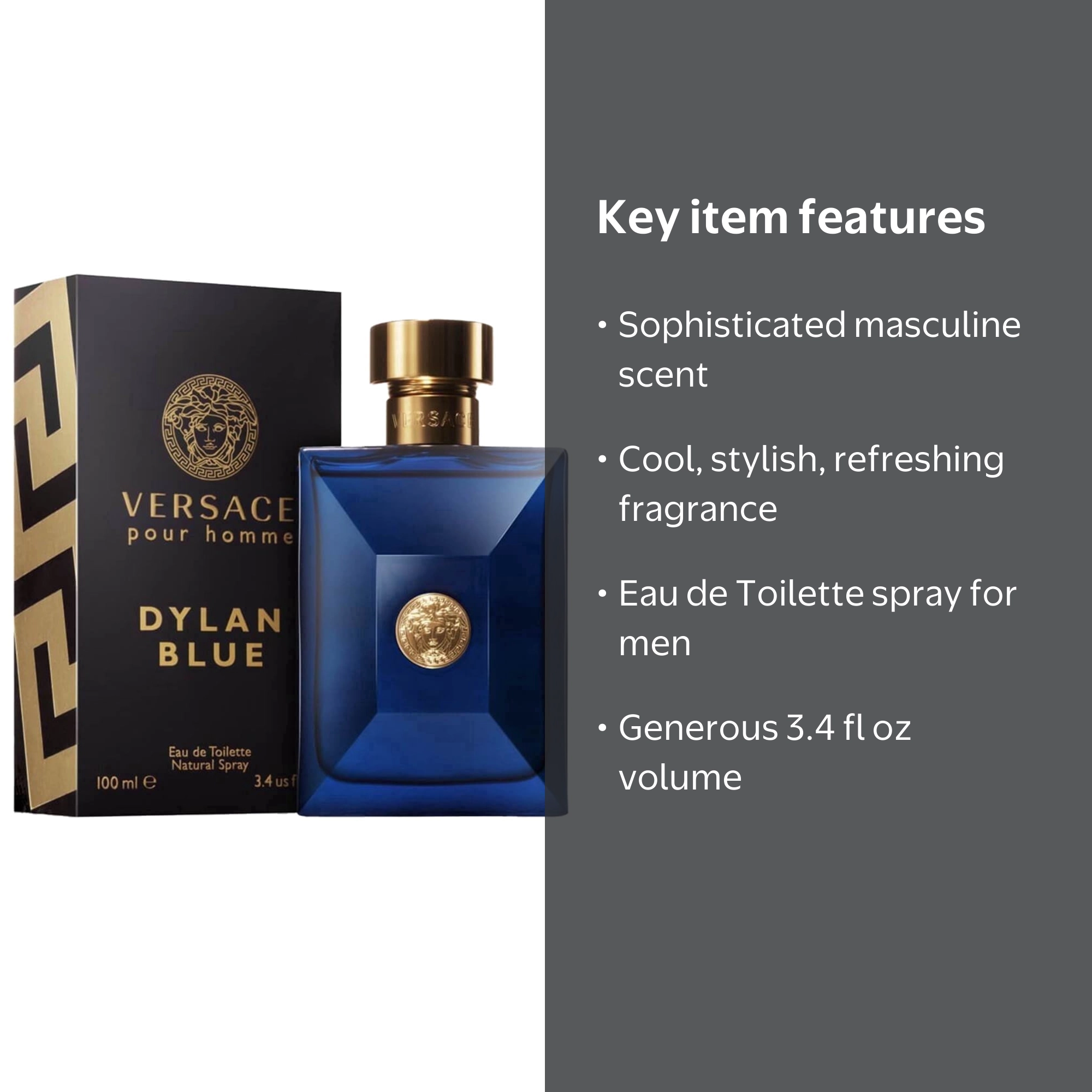 Versace, Cologne, 3.4 oz, Eau de Toilette for Men, Stylish
