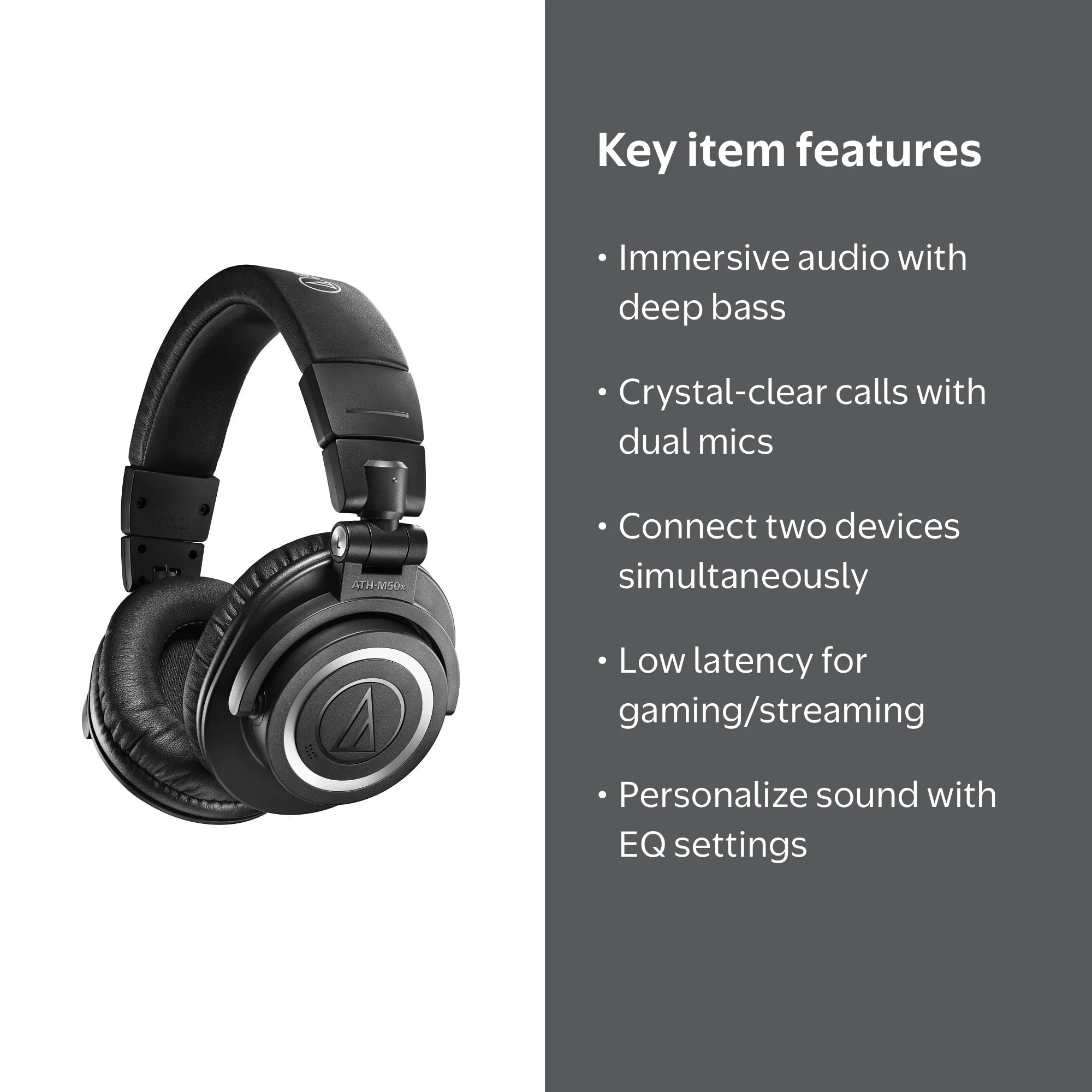 Audio-Technica ATH-M50xBT2 Wireless Over-Ear Headphones, Bluetooth