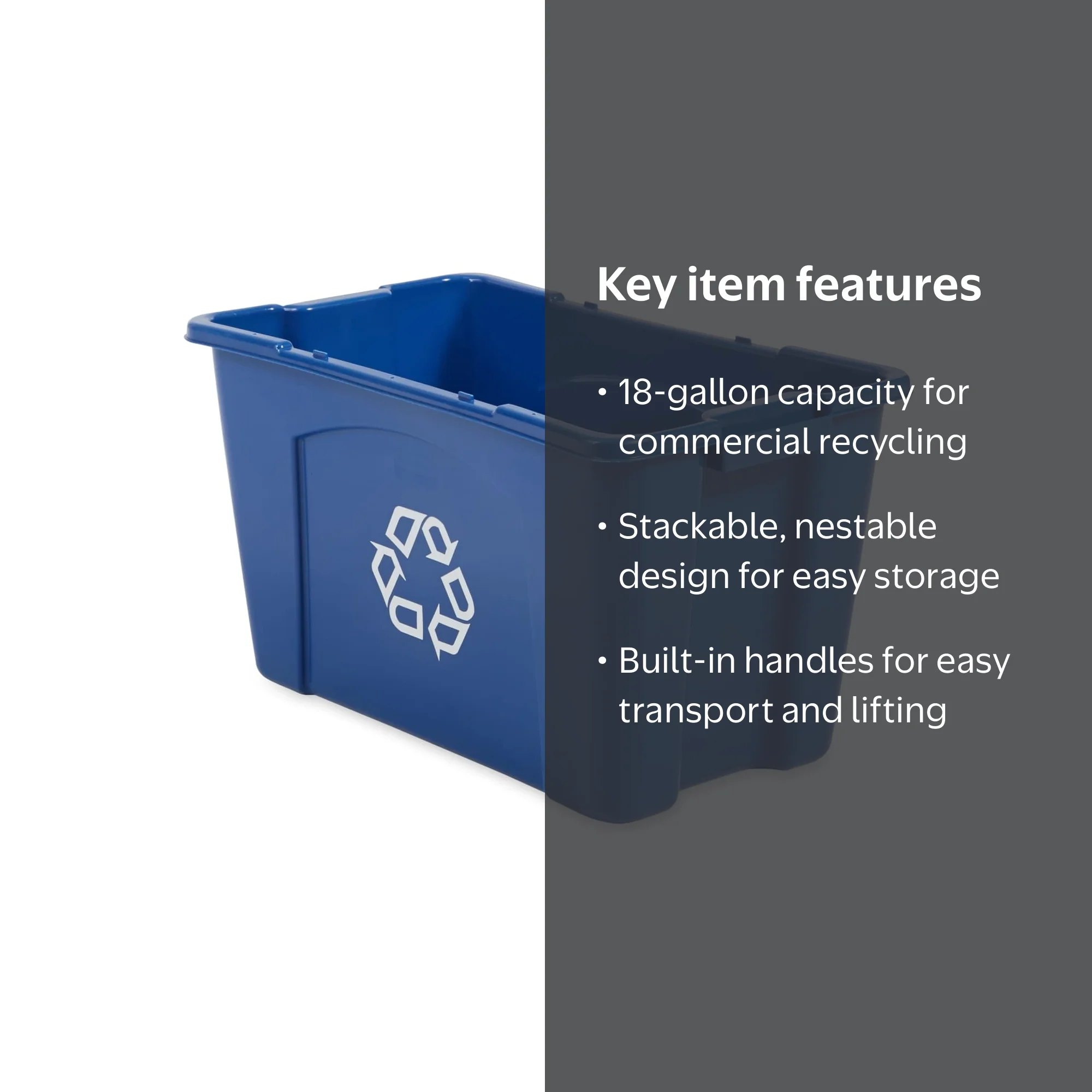 Rubbermaid Commercial Products, Recycling Box, 18 GAL, Blue