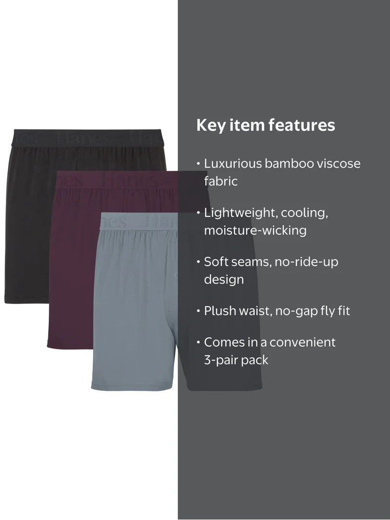 Underwear Boxers, 3-Pack, SuperSoft Knit Sleep Boxers for Men