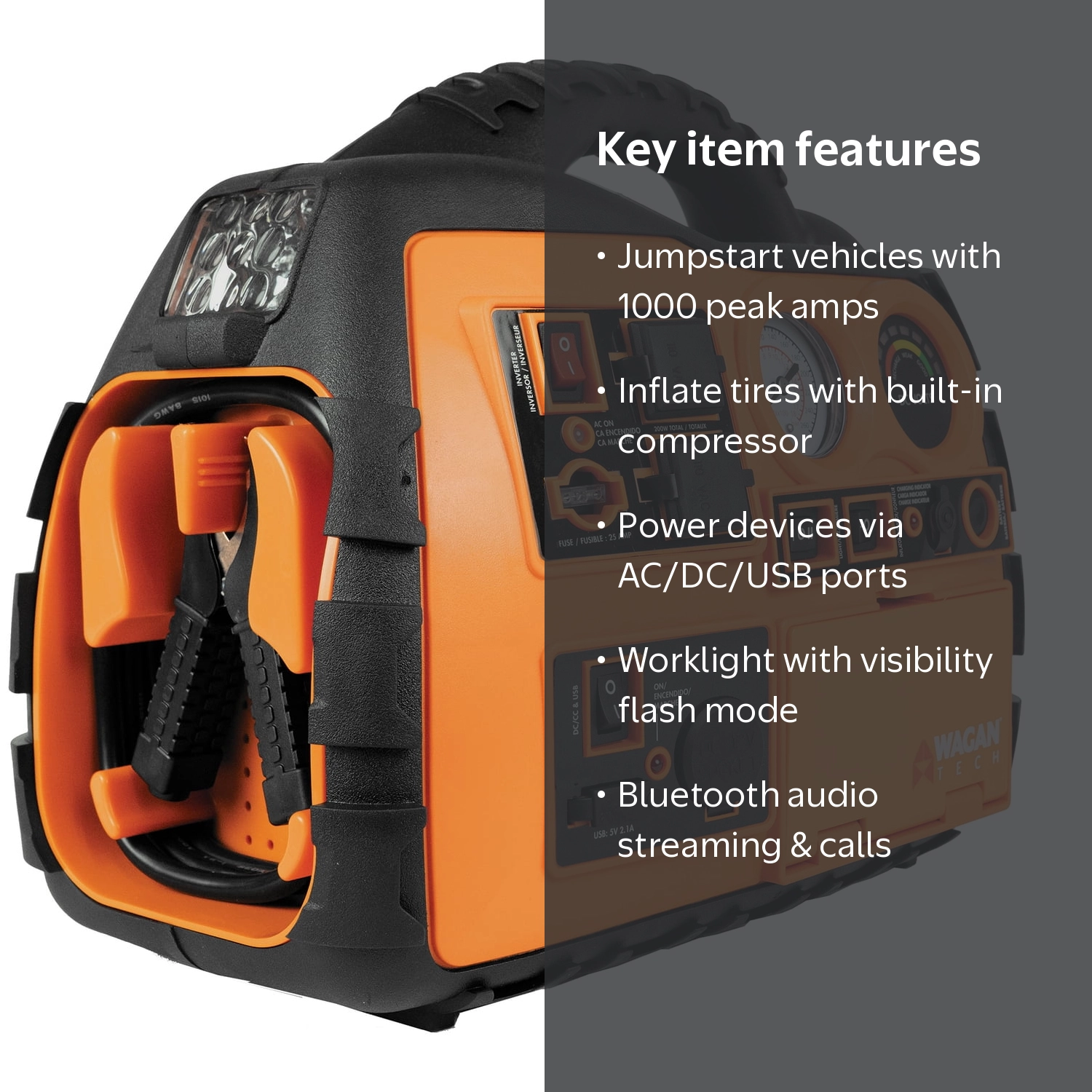Wagan Tech Power Dome NX2 12-Volt Jump Starter, Air Compressor