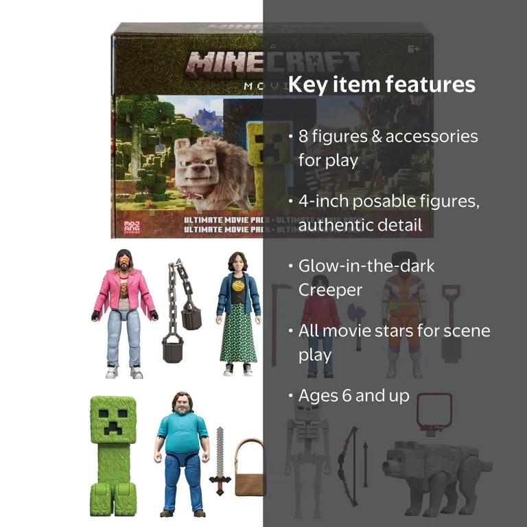 Minecraft Ultimate Movie Set with 8 Action Figures & 8 Accessories