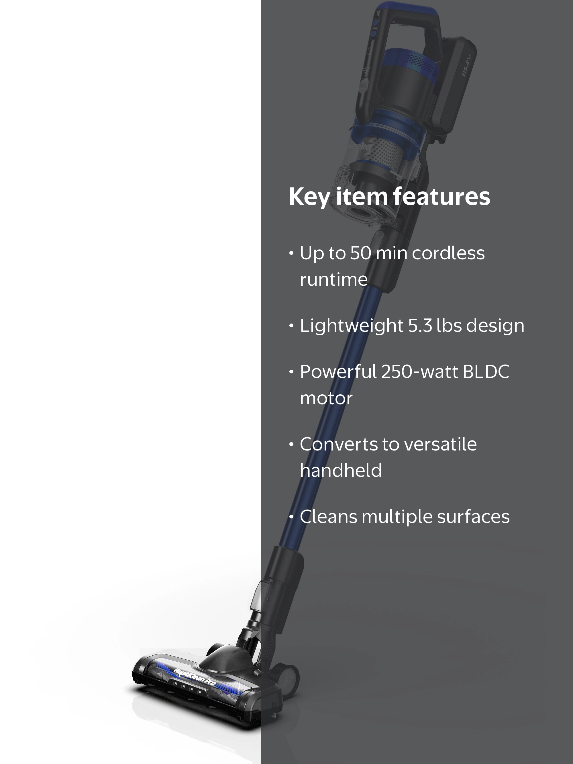 Eureka RapidClean Pro Cordless Stick Vacuum - Lightweight, LED
