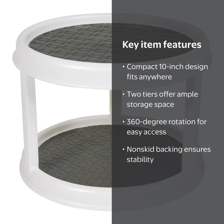 Mainstays 2-Tier Plastic Spice Rack Organizer Turntable, 10 Inch