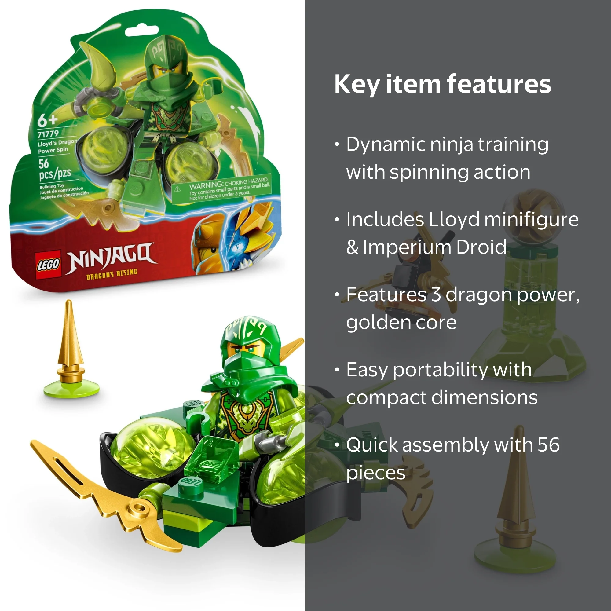 LEGO NINJAGO Lloyd's Dragon Power Spinjitzu 71779 with Golden