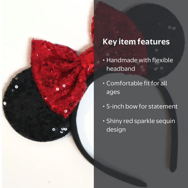 Gifts by RD, Red Sparkle Minnie Ears Headband, Handmade, One  display picture 3