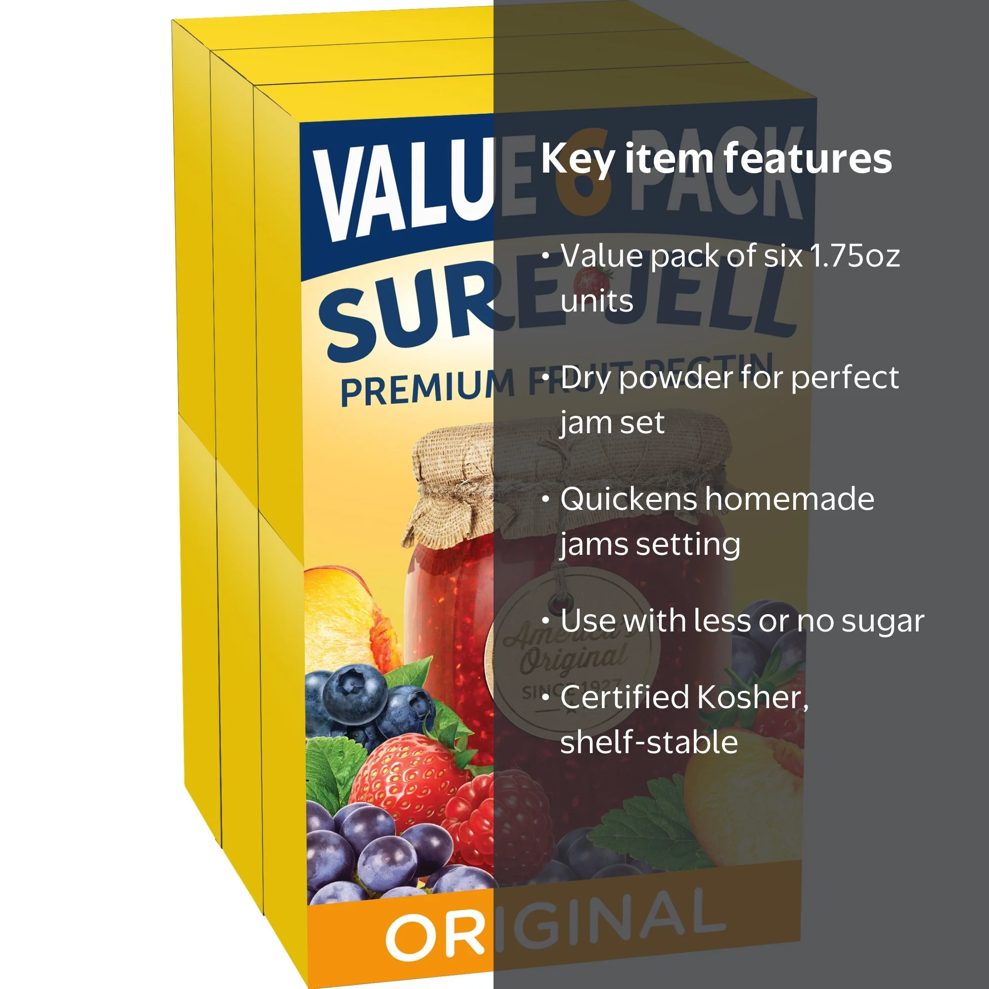 Sure-Jell, Premium Fruit Pectin, 6 ct, 1.75 oz Packs - Walmart.com