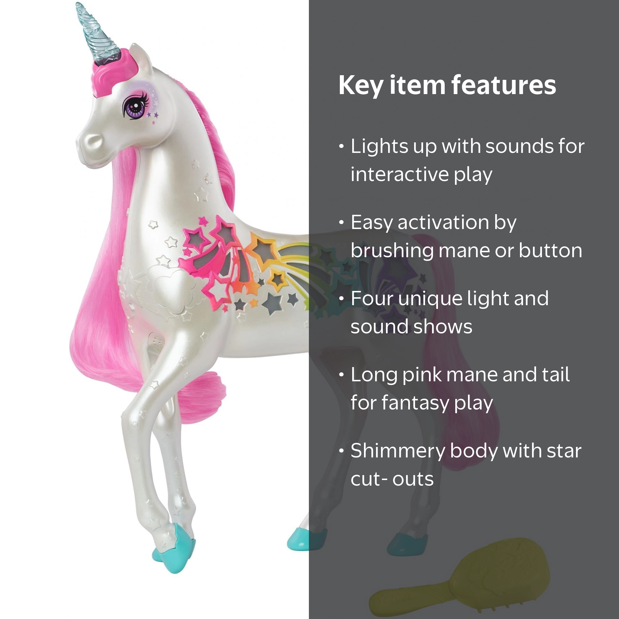 Barbie, Dreamtopia Unicorn Toy, Light-Up with Sounds, Pink Mane, 4