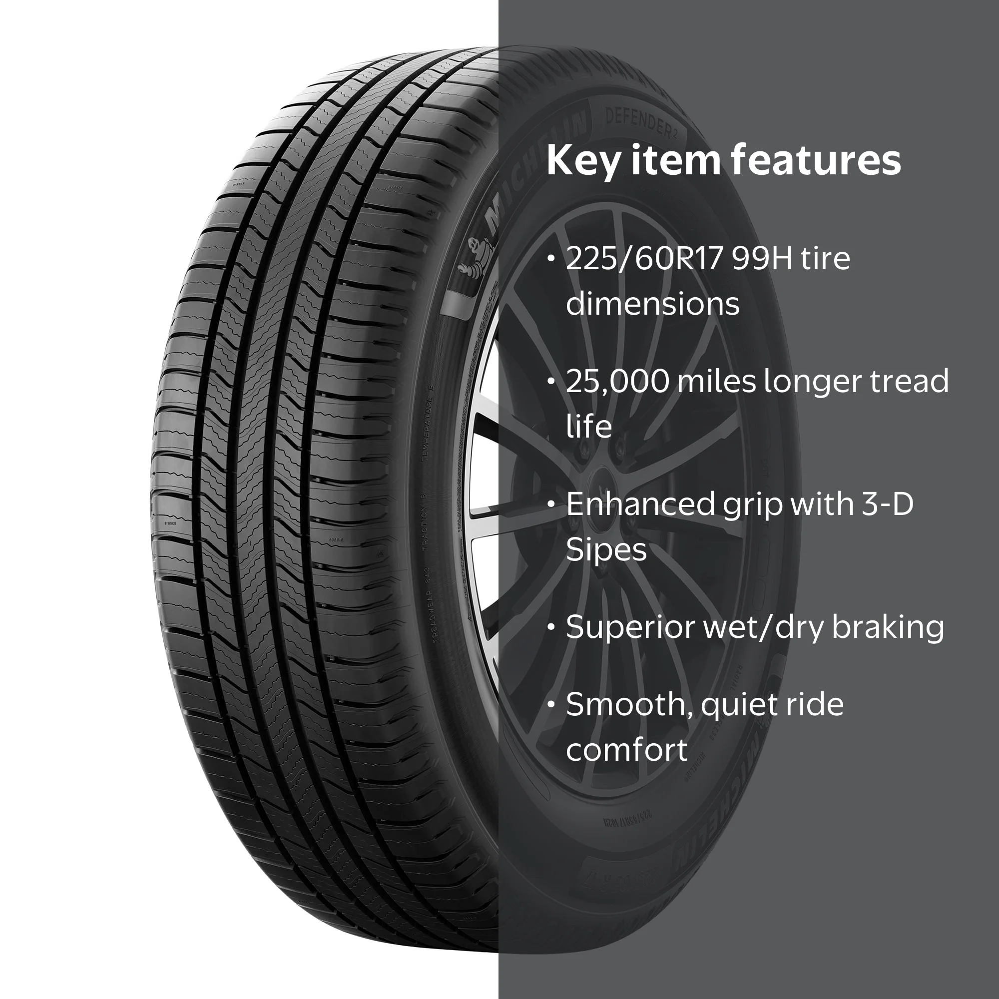 Michelin, All-Season Tire, 225/60R17 99H, Long-lasting Durability
