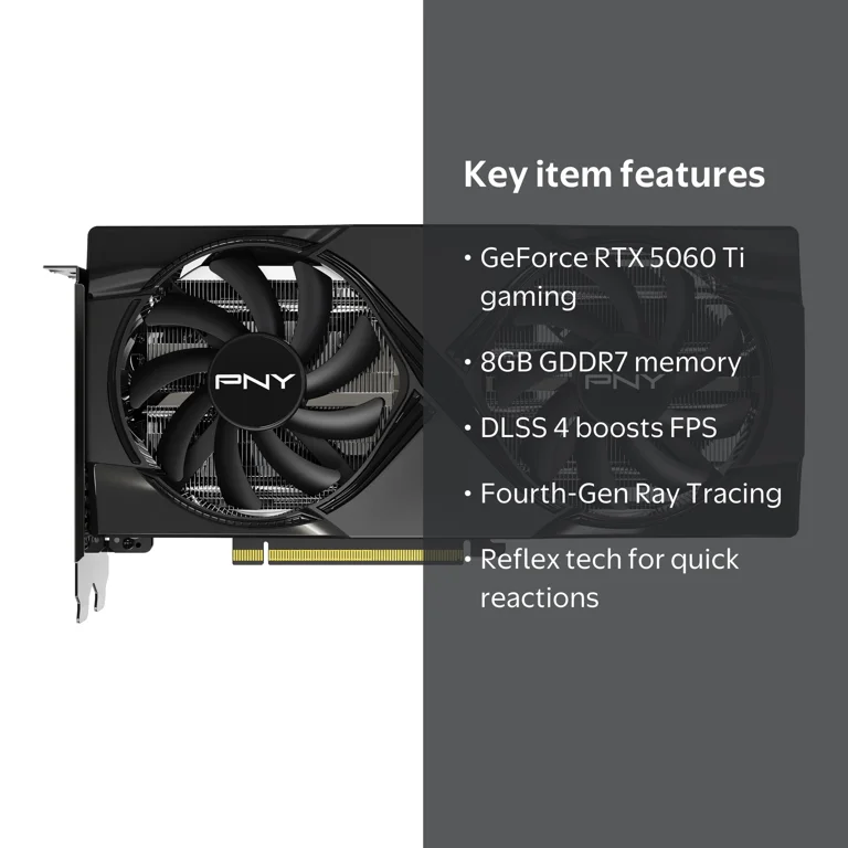 PNY NVIDIA GeForce RTX™ 5060 Ti OC Dual Fan, Graphics Card 8GB
