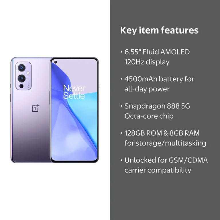OnePlus 9 5G 128GB Smartphone (No Plan-Unlocked Device), Black