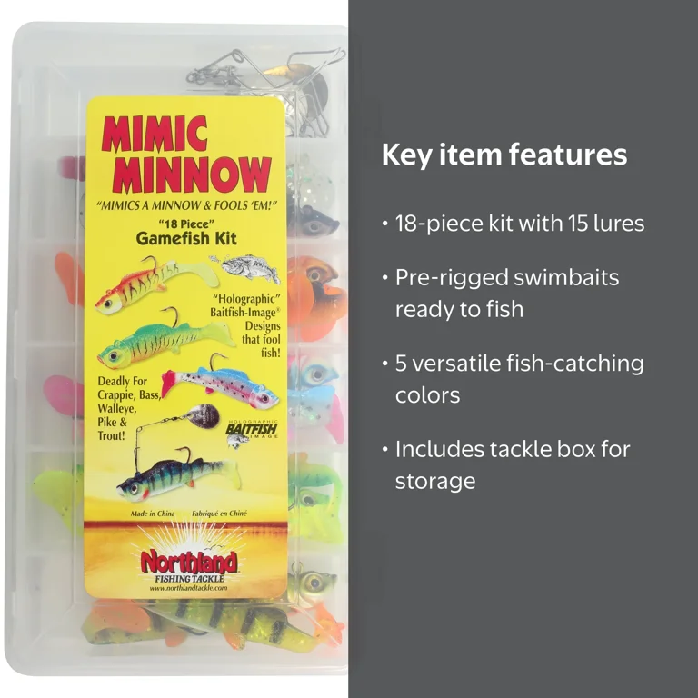 Free Shipping! Northland Fishing Tackle Mimic Minnow Gamefish Kit