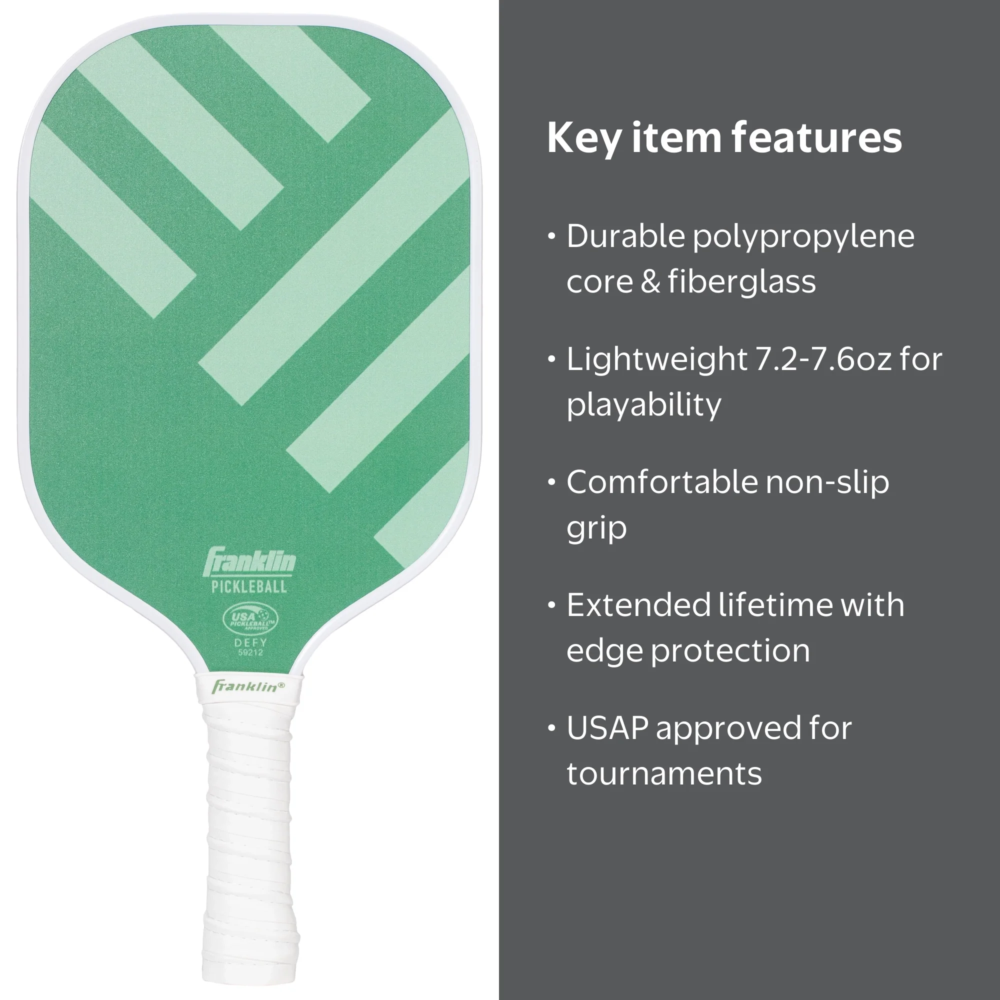 Franklin Sports, Pickleball Paddle, Green, 8.8mm Polypropylene