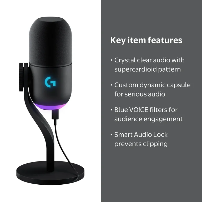 Logitech, Microphone, Yeti GX, Gaming USB with RGB Lights