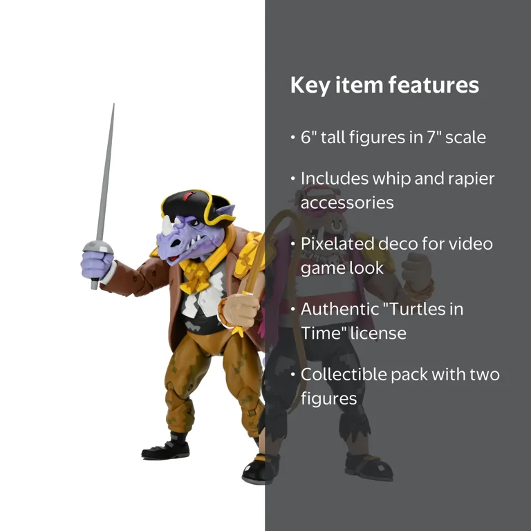 NECA TMNT Turtles in Times Pirate Bebop & Rocksteady 7