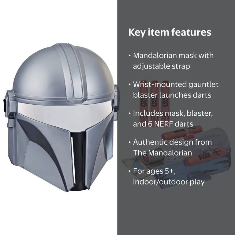 Star Wars, NERF Mandalorian Mask & Gauntlet, includes 6 darts