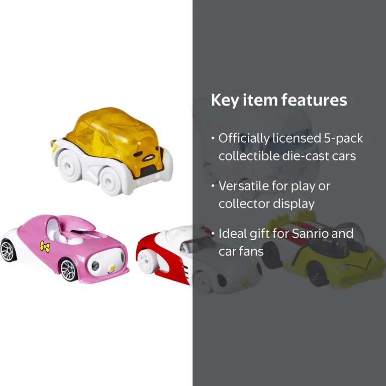 Hot Wheels, Sanrio Character Car Set, Hello Kitty and Friends, 5