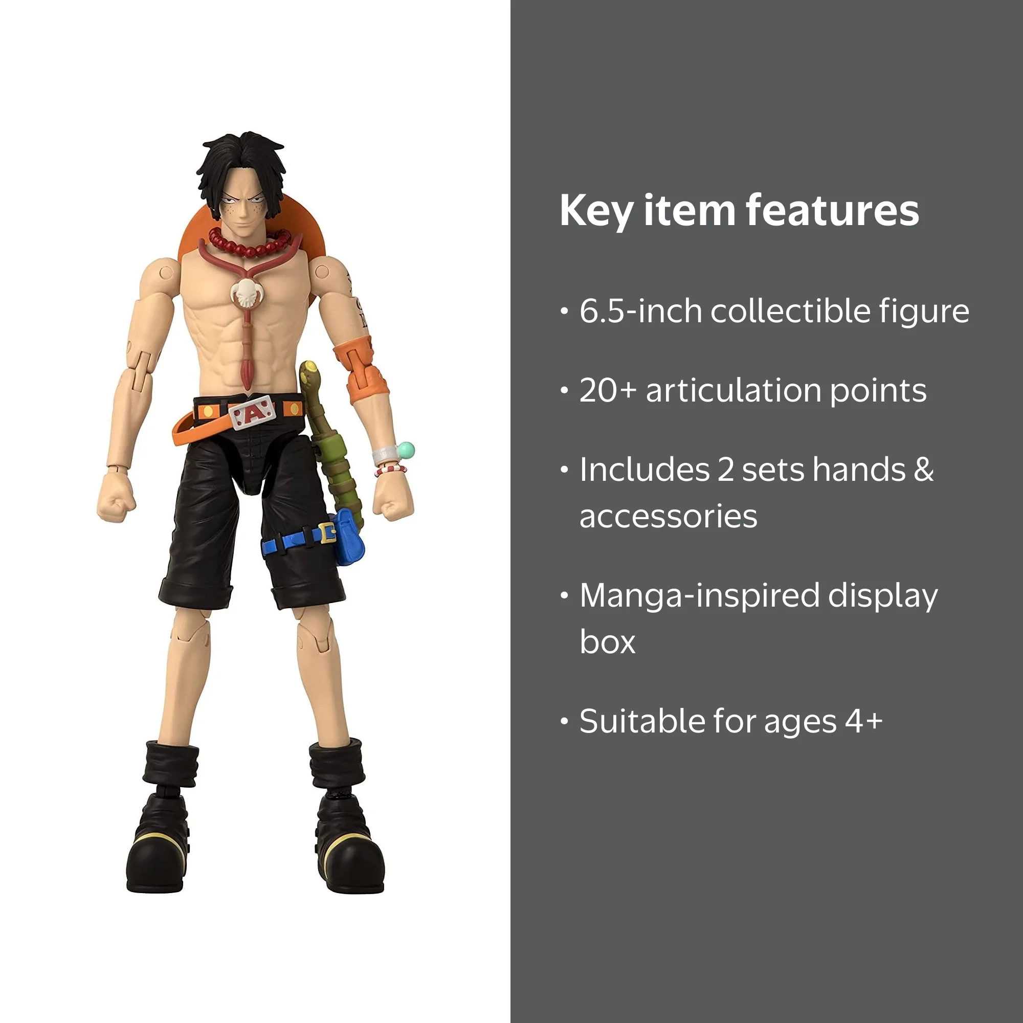 Anime Heroes, One Piece Action Figure, Portgas D. Ace 6.5 inch