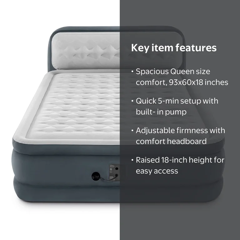 Intex Queen Size Ultra Plush Airbed with Built-In Pump, Dura Beam
