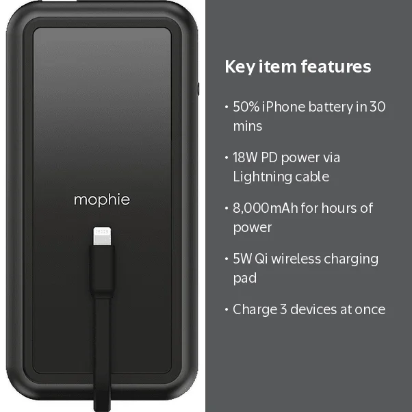 Mophie 8K Powerstation Plus XL, Portable Battery with Wireless