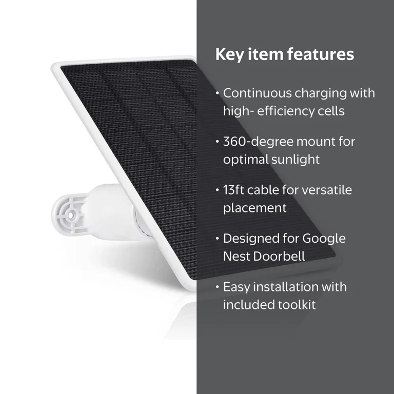 Wasserstein Solar Panel for Google Nest Doorbell, Made for Google